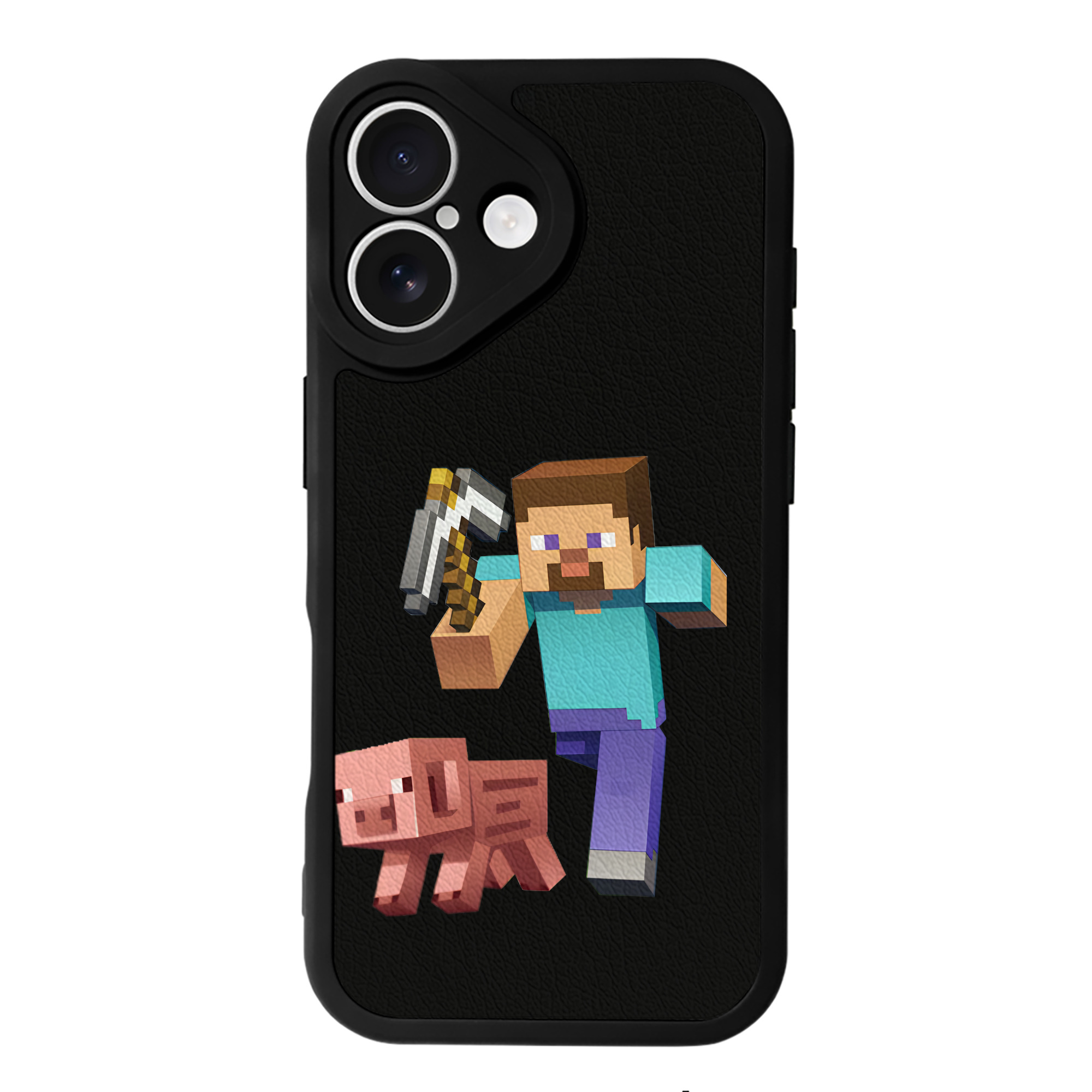 （画像用） マインクラフト ブロックの世界 Minecraft MC Block world 【iPhone 16シリーズ対応】シリコンスマホケース（レザー調） 材質：シリコン